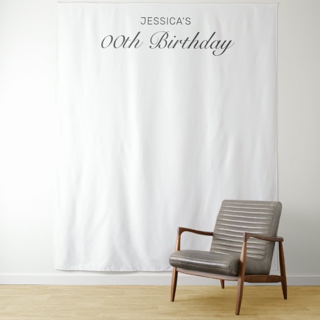 Modern Minimalist White Birthday Photo Background Tapestry