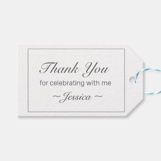 Modern Minimalist White Birthday Thank You Favor Gift Tags