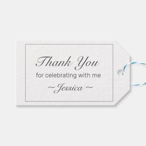 Modern Minimalist White Birthday Thank You Favor Gift Tags