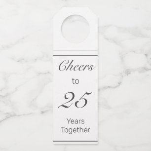 Modern Minimalist White Black Anniversary Bottle Hanger Tag