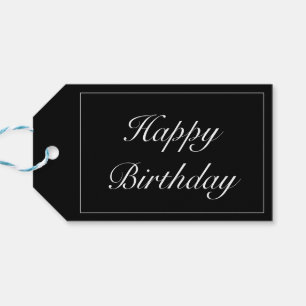 Modern Minimalist White Black Birthday Gift Tags