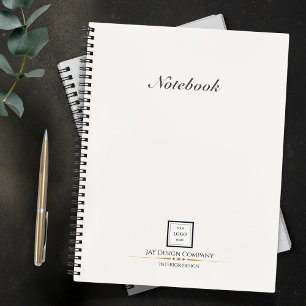 Modern Minimalist White Black Border Logo Business Notebook