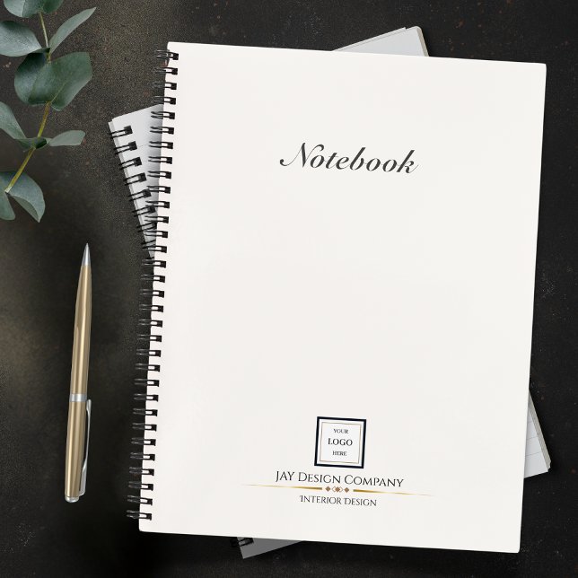 Modern Minimalist White Black Border Logo Business Notebook (Creator Uploaded)