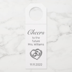 Modern Minimalist White Black Bridal Shower Bottle Hanger Tag