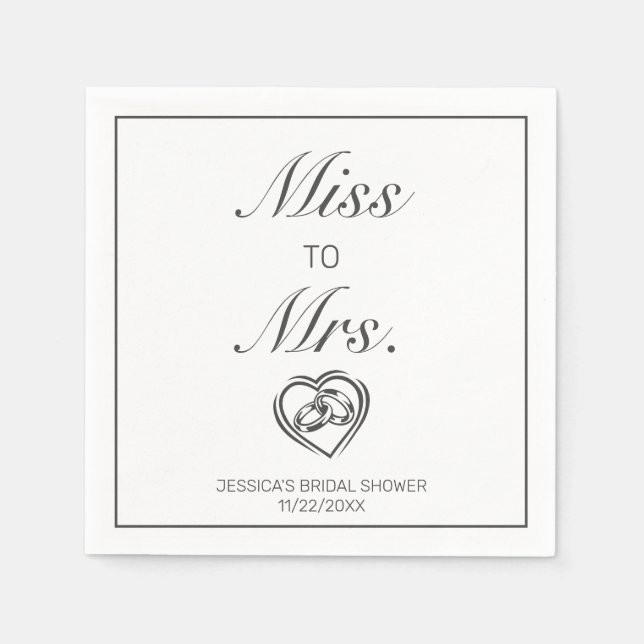 Modern Minimalist White Black Bridal Shower Ms Napkins (Front)