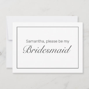 Modern Minimalist White Black Bridesmaid Card