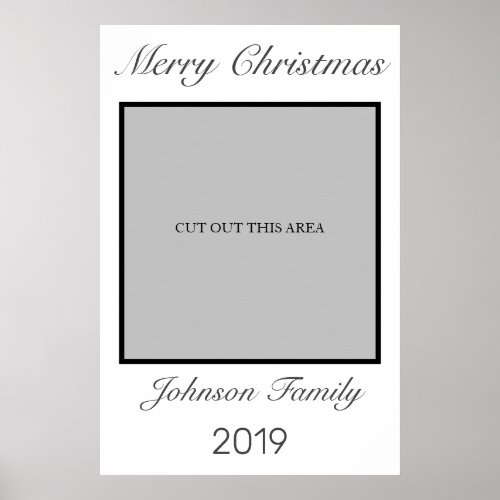 Modern Minimalist White Black Christmas Photo Prop Poster