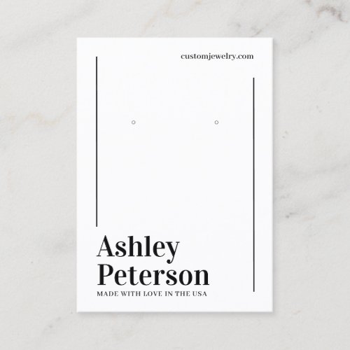 Modern minimalist white black font earring display business card