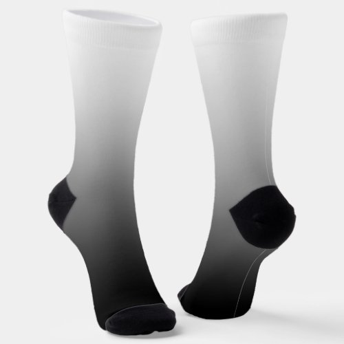 Modern Minimalist White Black Gradient Socks