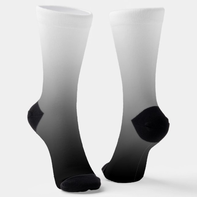 Modern Minimalist White Black Gradient Socks (Angled)