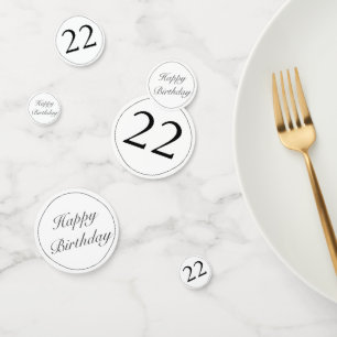Modern Minimalist White Black Happy Birthday Confetti