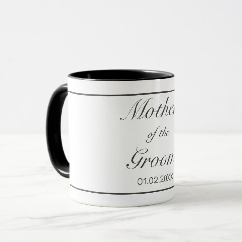 Modern Minimalist White Black Parent  Wedding Mug