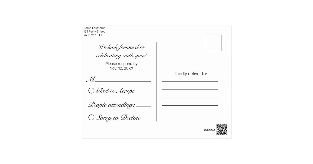 Modern Minimalist White Black RSVP Invitation Postcard | Zazzle.com