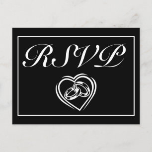 Modern Minimalist White Black RSVP Invitation Postcard