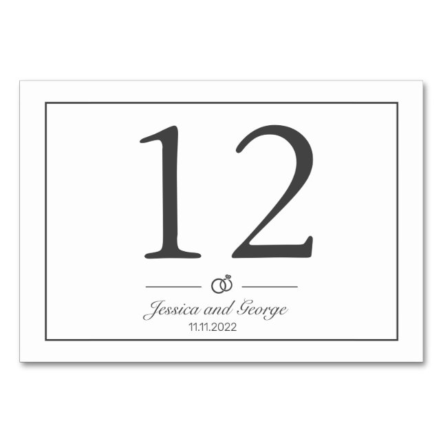 Modern Minimalist White Black Table Number (Front)