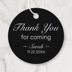 Modern Minimalist White Black Thank You For Coming Favor Tags