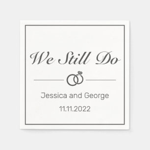 Modern Minimalist White Black Wedding Anniversary Napkins