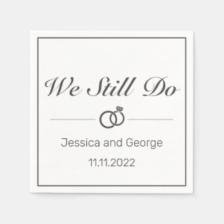 Modern Minimalist White Black Wedding Anniversary Napkins