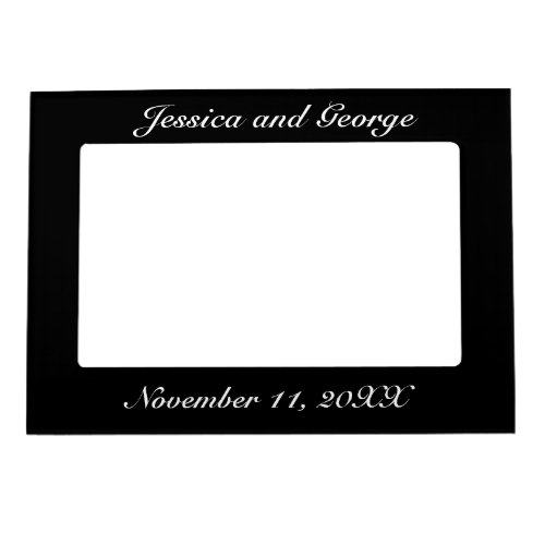 Modern Minimalist White Black Wedding Magnetic Frame