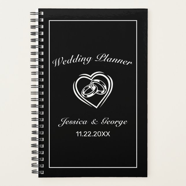 Modern Minimalist White Black Wedding Planner (Front)