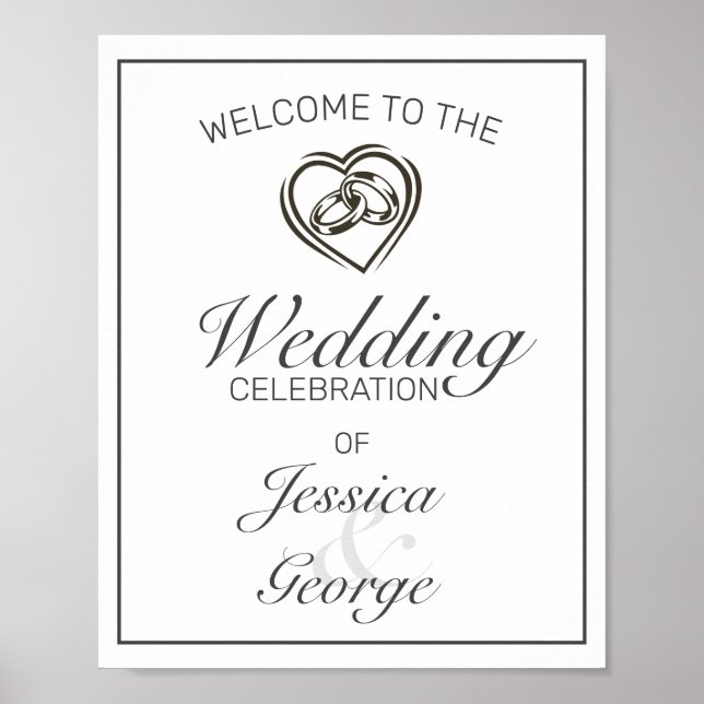 Modern Minimalist White Black Wedding Welcome Sign (Front)