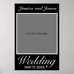Modern Minimalist White Black Weddings Photo Prop Poster