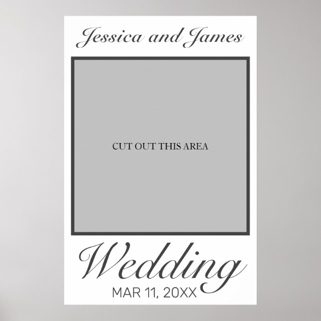 Modern Minimalist White Black Weddings Photo Prop Poster (Front)
