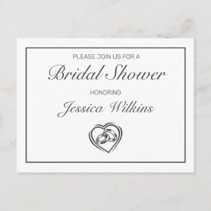 Modern Minimalist White Bridal Shower Invitation Postcard