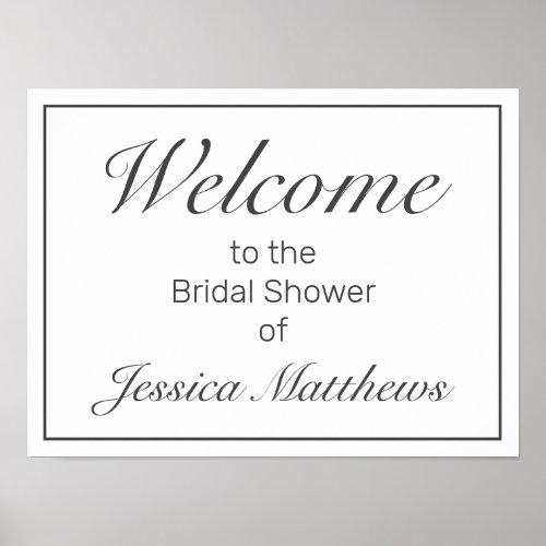 Modern Minimalist White Bridal Shower Welcome Sign