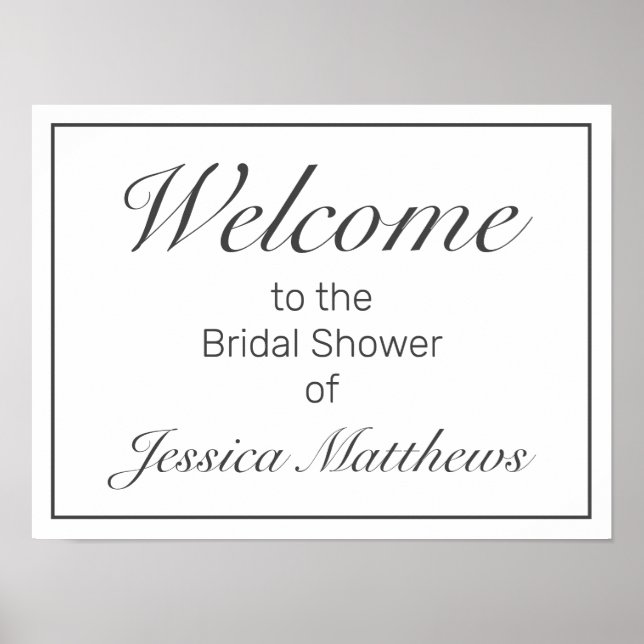 Modern Minimalist White Bridal Shower Welcome Sign (Front)