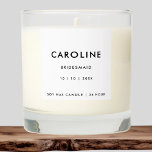Modern Minimalist White Bridesmaid Bachelorette Scented Candle<br><div class="desc">A modern minimalist light white bridesmaid scented candle is classy sophisticated. Perfect for bridesmaid gift.</div>