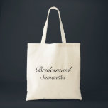 Modern Minimalist White Bridesmaid Wedding Tote Bag<br><div class="desc">Wedding tote bag fro bridesmaids. Stylish modern minimal black white design. 
More items are available in this style in our store. You can edit the design further,  change background color,  fonts and add extra text by clicking "customize further" link.</div>