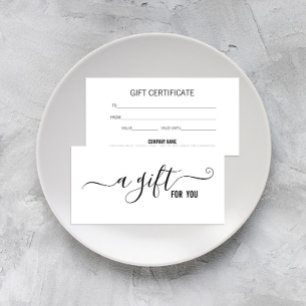 Modern Minimalist White Business Gift Certificate