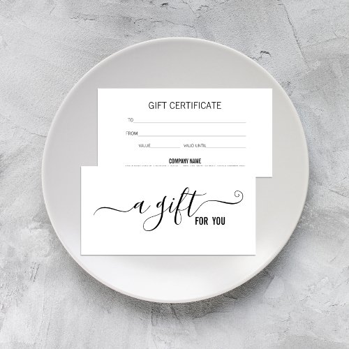 Modern Minimalist White Business Gift Certificate
