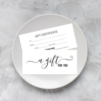 Modern Minimalist White Business Gift Certificate by HappyAppleCanvas at Zazzle