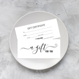 Modern Minimalist White Business Gift Certificate