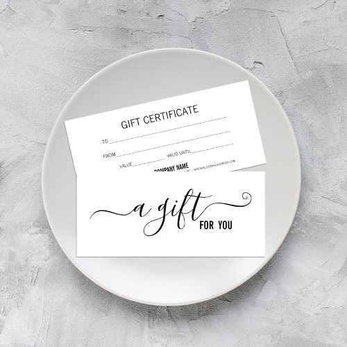 Modern Minimalist White Business Gift Certificate
