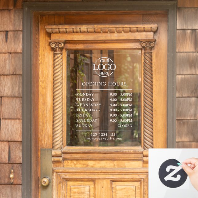 Modern Minimalist White | Business Opening Hours Window Cling (Home Door)
