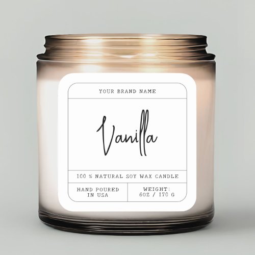 Modern minimalist white candle label