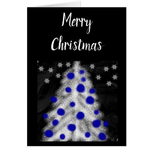 Modern Minimalist White Christmas Tree Custom Cards (Front)