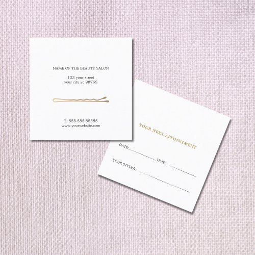 Modern Minimalist White Faux Gold Appointment Card