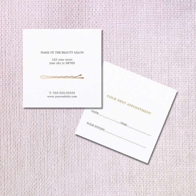 Modern Minimalist White Faux Gold Appointment Card (Creator Uploaded)
