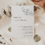 Modern Minimalist White Floral Line Art Wedding  Invitation