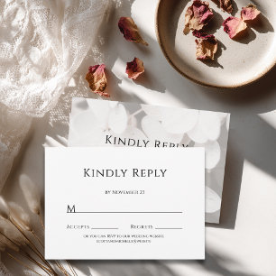 Modern Minimalist White Floral Response Card