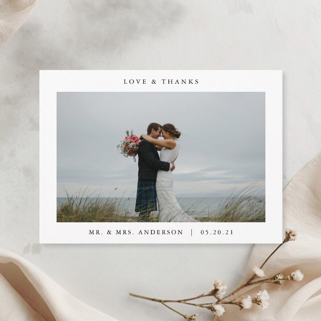 Modern Minimalist White Frame Photo Wedding Thank You Card (Creator Uploaded)