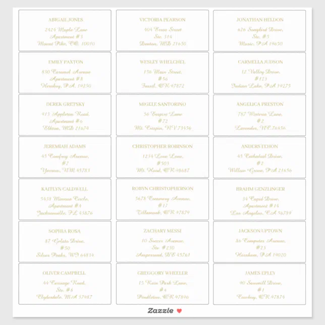 Modern Minimalist White Gold guest address label Zazzle