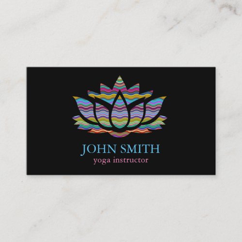 Modern Minimalist White Gold Lotus Yoga Instructor Business Card