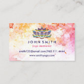 Modern Minimalist White Gold Lotus Yoga Instructor Business Card (Back)