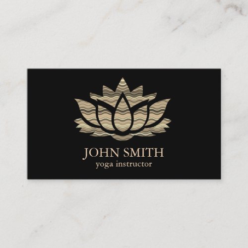 Modern Minimalist White Gold Lotus Yoga Instructor Business Card