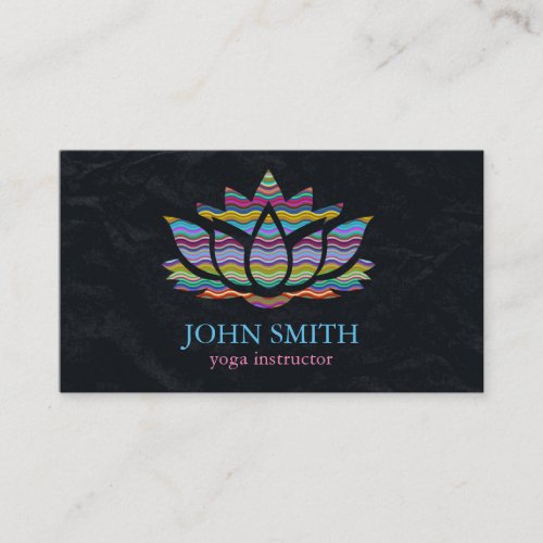 Modern Minimalist White Gold Lotus Yoga Instructor Business Card